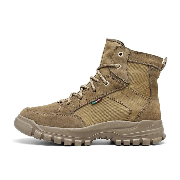 Versatile Wexford men's all-terrain boots. Khaki comfort design suitable for hiking, casual wear & outdoor travel.