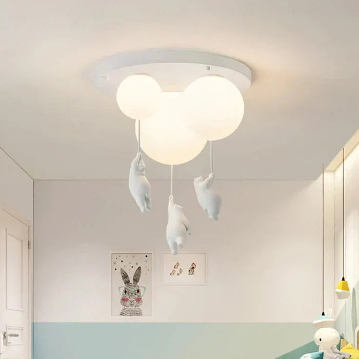 Charming children's bear & balloon LED ceiling lamp. Adds whimsical touch to any kids' room decor.