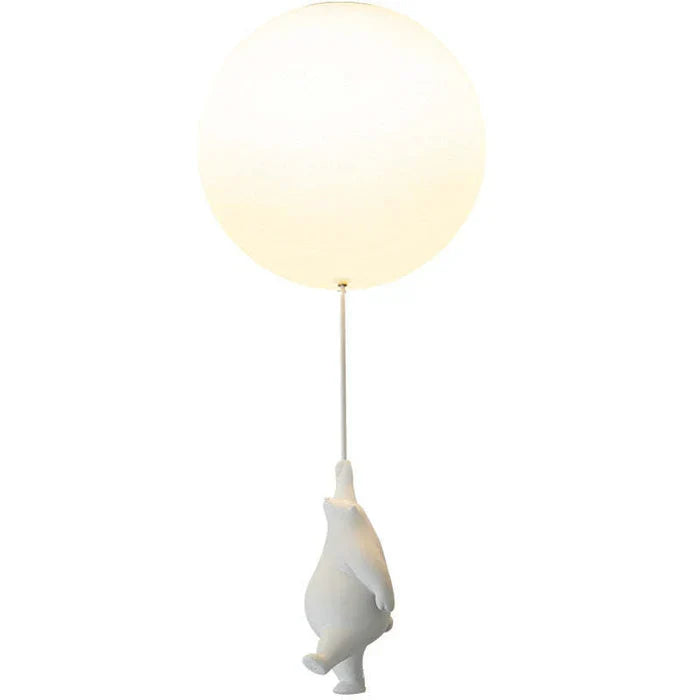 Modern whimsical bear & balloon LED lamp. Perfect ceiling light for children's bedroom decor.