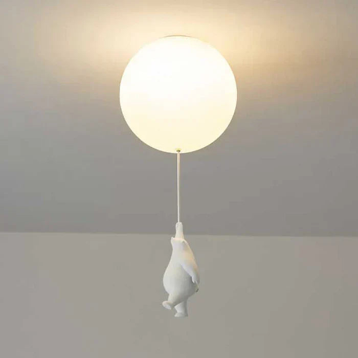 Playful LED bear & balloon ceiling lamp. Whimsical lighting solution for a children's bedroom.