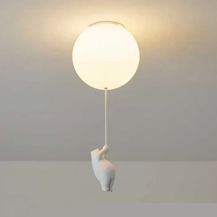 CloudBear design children's lamp. Whimsical bear & balloon pendant light for nursery or kids room.