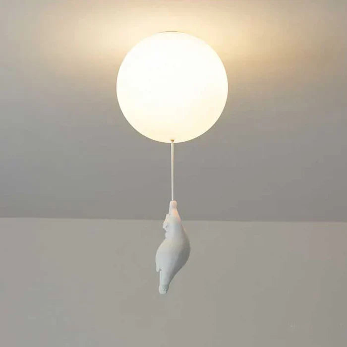 Elegant bear & balloon LED pendant. Charming ceiling light for children's bedroom and nursery.
