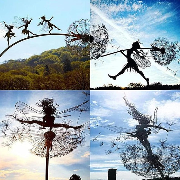 Durable steel fairy statue, an enchanting piece of outdoor art for your home garden & outdoor living space.