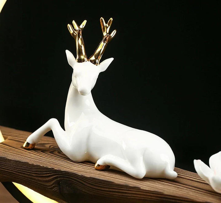 Elegant white ceramic deer incense burner & lamp. A beautiful decorative light and aromatherapy censer for modern homes.