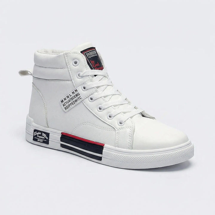 Stylish men's high-top sneakers with lace-up design. Comfortable casual footwear for modern men's fashion.