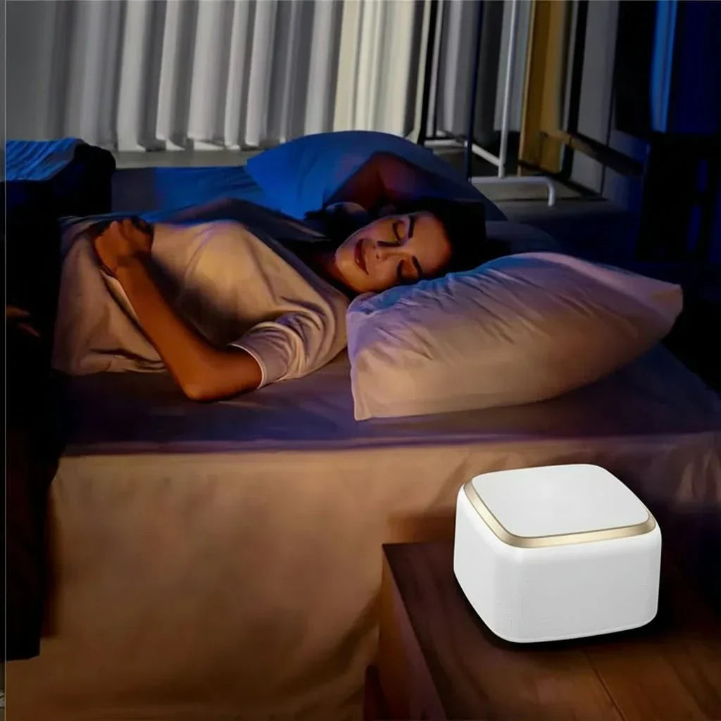 Sleek, portable white noise sleep machine. Ideal sound therapy & relaxation for travel or home meditation.