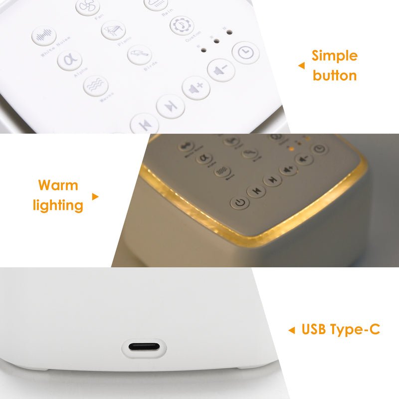 White noise sound machine for stress relief & meditation. Provides soothing sound therapy for better sleep.