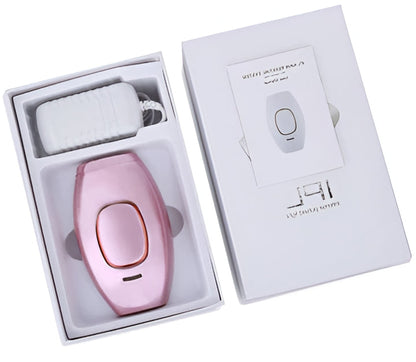 Ergonomic pink & white IPL laser hair remover handset, designed for safe and efficient permanent hair removal.