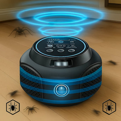 White ultrasonic spider repeller. Effectively deters spiders & other pests without chemicals, safe for pets.