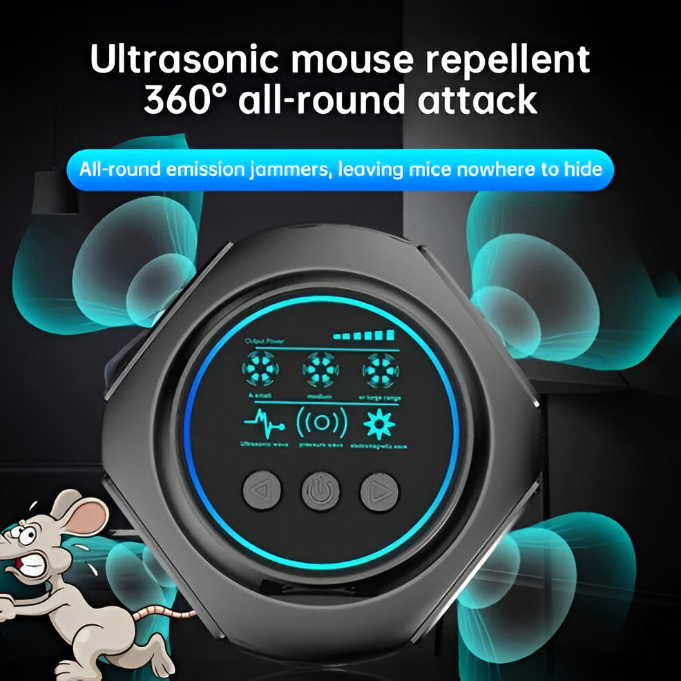 Sleek white & black ultrasonic spider repeller. Discreet, chemical-free indoor pest control for any room.