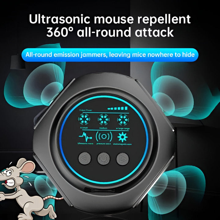 Sleek white & black ultrasonic spider repeller. Discreet, chemical-free indoor pest control for any room.