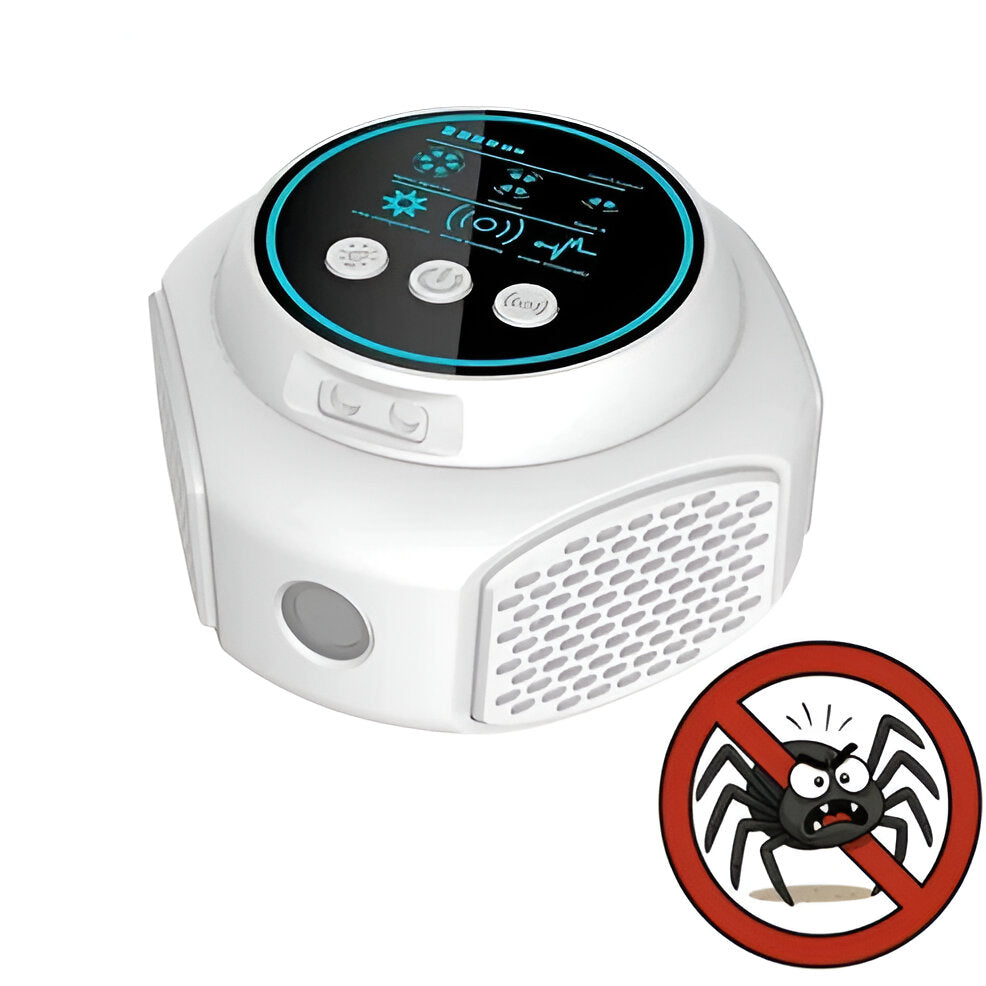 Advanced ultrasonic pest repeller. Chemical-free technology for indoor spider & insect control. Pet-safe solution.