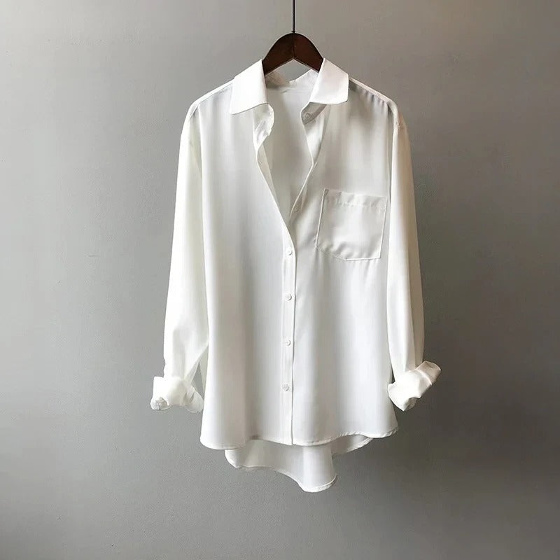 White Women's Monaco Blouse: effortless elegance for workwear & casual chic style.