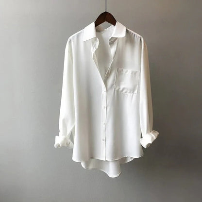 White Women's Monaco Blouse: effortless elegance for workwear & casual chic style.