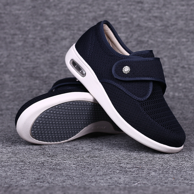 Elderly women's orthopedic shoes, wide fit with hook-and-loop for easy wear & support.