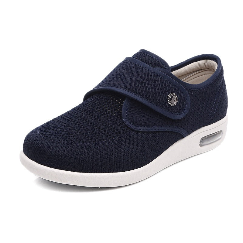 Women's wide orthopedic shoes, adjustable hook-and-loop for diabetic foot comfort & support.