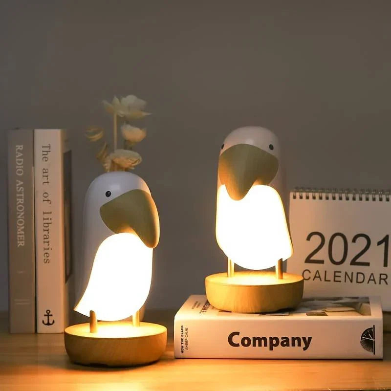 Wireless bird night light, rechargeable PeckLight. Creates cozy ambiance; perfect for kids room, nursery, or home decor.