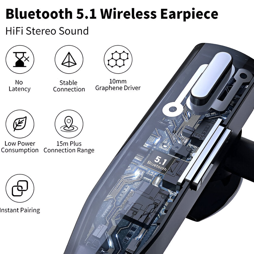 Long battery life wireless Bluetooth 5.1 trucker headset for extended hands-free calls and communication.