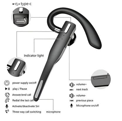 Trucker using a comfortable wireless Bluetooth 5.1 noise cancelling headset for hands-free driving.