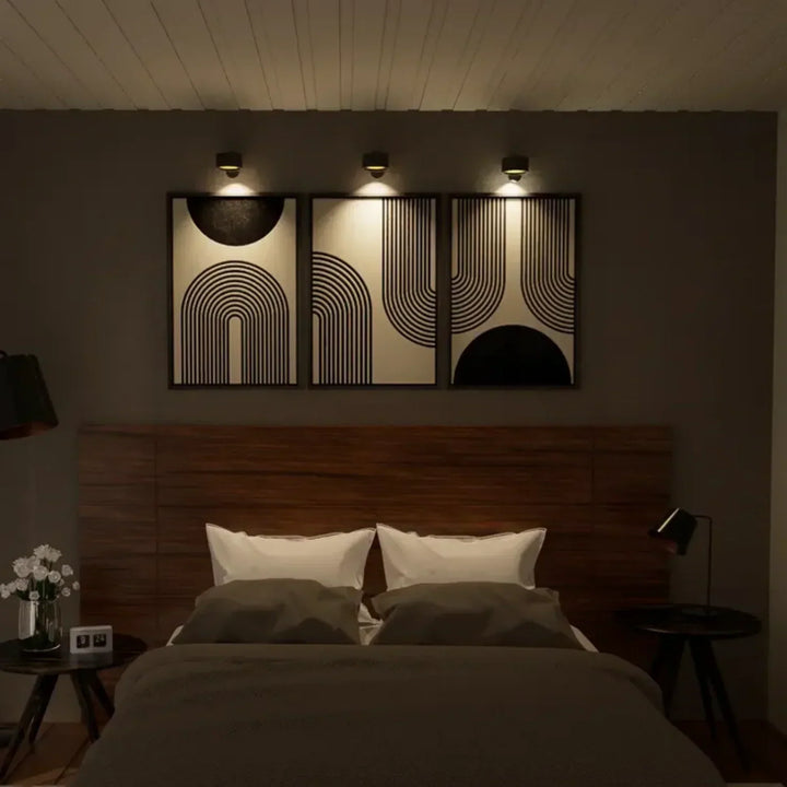 Sleek LumoFlex wireless wall lamp, dimmable, 360° rotating, rechargeable LED light.