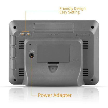 Outdoor wireless sensor for home weather station, accurately measuring external temperature and humidity for display.