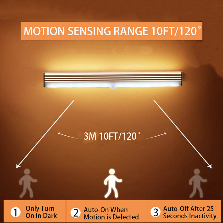 Compact LED night light with motion sensor, wireless & rechargeable. Ideal for home lighting.