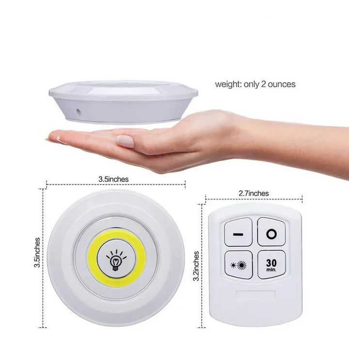 Easy peel-and-stick installation of wireless LED puck lights for quick home lighting setup.