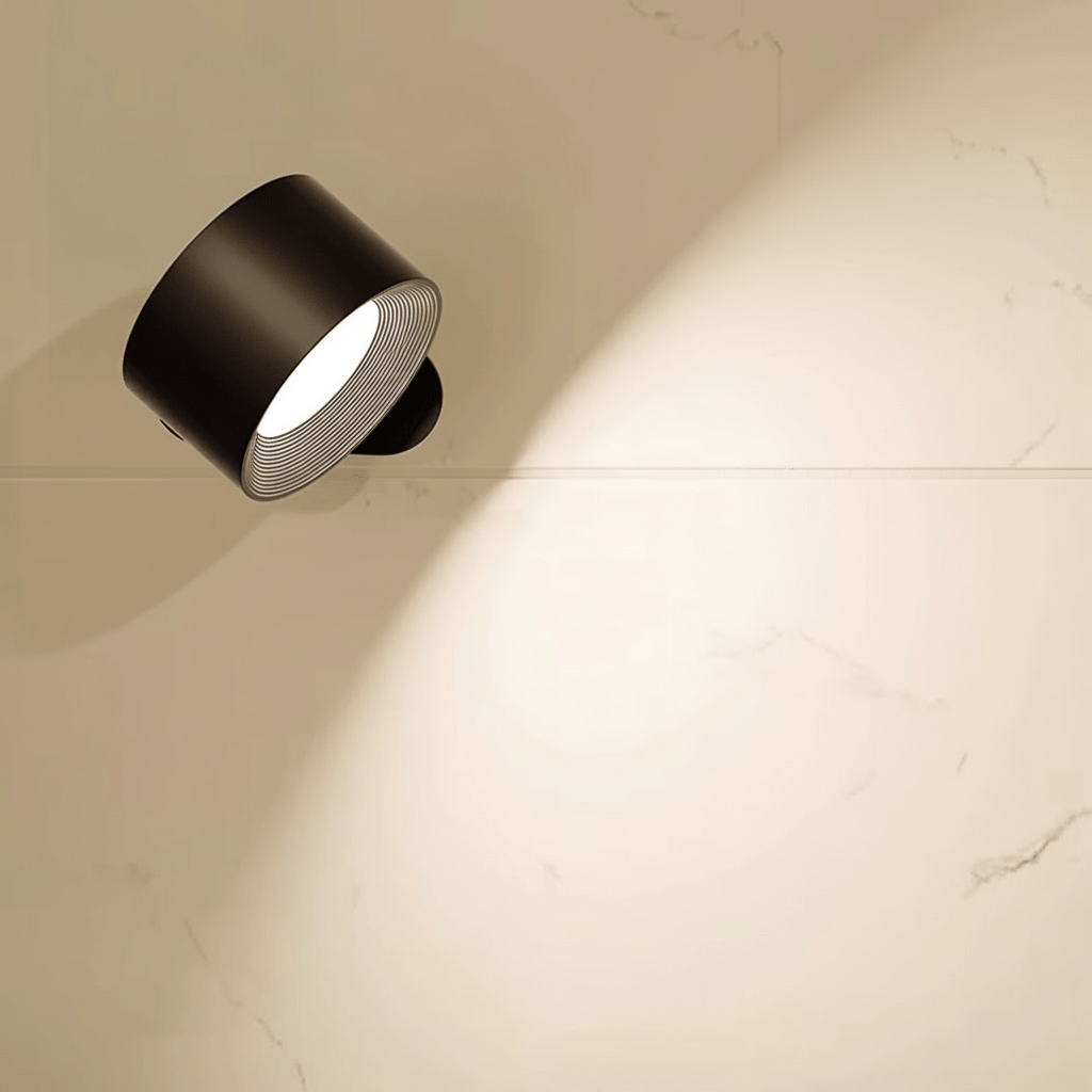 Scandinavian style wireless wall lamp, remote control LED light, modern interior decor, ambient lighting.