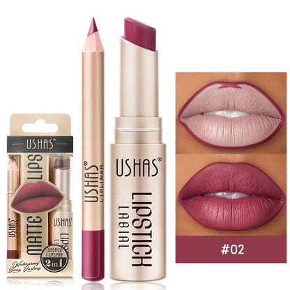 Convenient 2-in-1 matte lipstick & liner for quick, smudge-proof application and vibrant lip color.