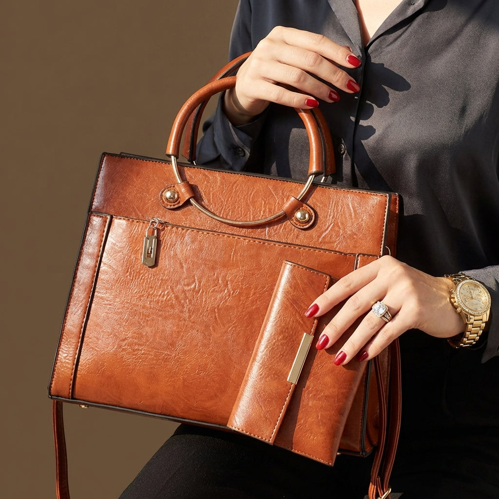 Women's elegant shoulder handbag set with a matching crossbody bag for versatile styling.