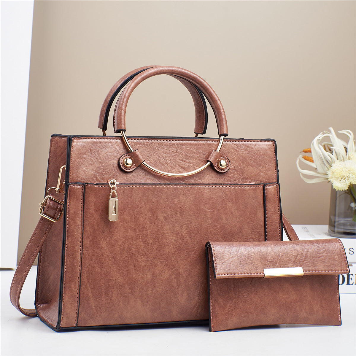 Chic women's shoulder bag and complementary crossbody purse in a versatile 2-piece set.
