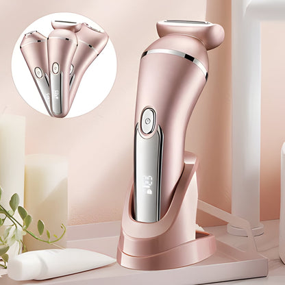 Women's 3-in-1 waterproof electric shaver for painless wet/dry hair removal & smooth skin.