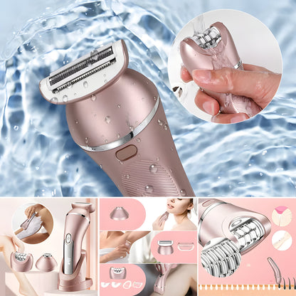 Electric bikini trimmer for women, waterproof for wet/dry use, provides smooth, painless hair removal.