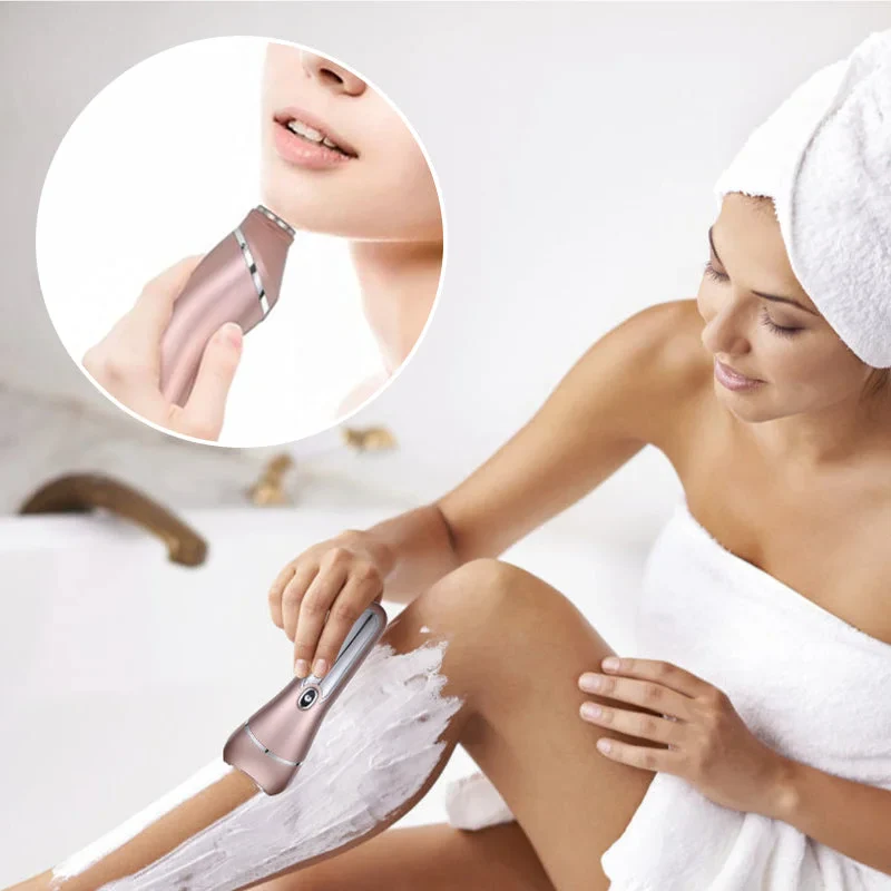 Rechargeable women's electric shaver, 3-in-1 waterproof for smooth skin & travel convenience.