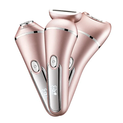 Close-up of a women's waterproof electric shaver, designed for smooth, painless wet/dry hair removal.