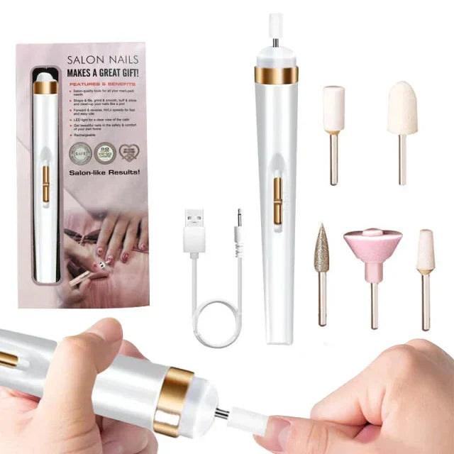 Packaged 5-in-1 electric nail polisher, a portable nail care beauty tool for women.