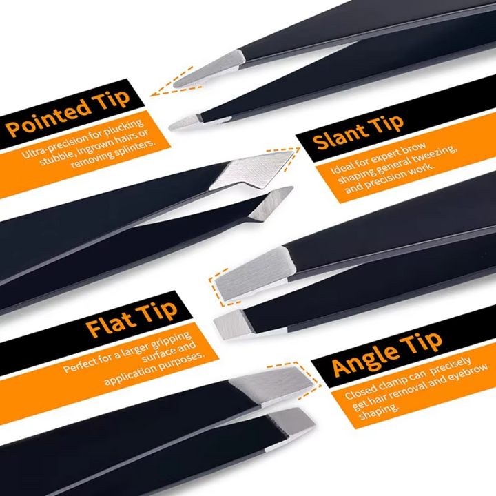 Elegant 6-piece precision eyebrow tweezer set, perfect personal care gift for women.