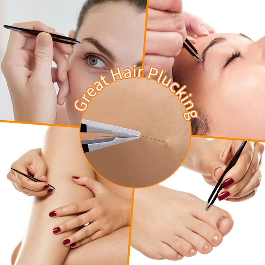 Essential 6-piece women's beauty set with precision eyebrow tweezers for perfect brows.