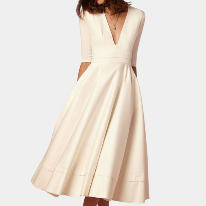 Women's A-line midi dress with a chic side slit & sleeveless design. Perfect for summer daily wear.