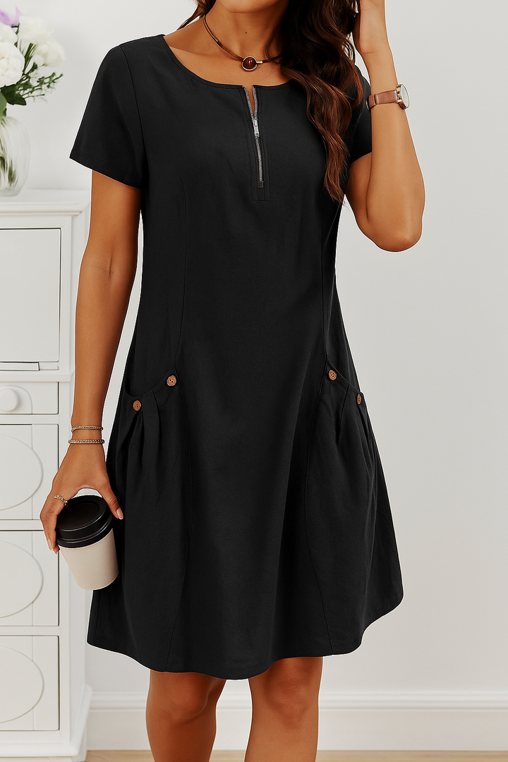Versatile women's A-line button-front midi dress in green, perfect for summer casual or daily wear.