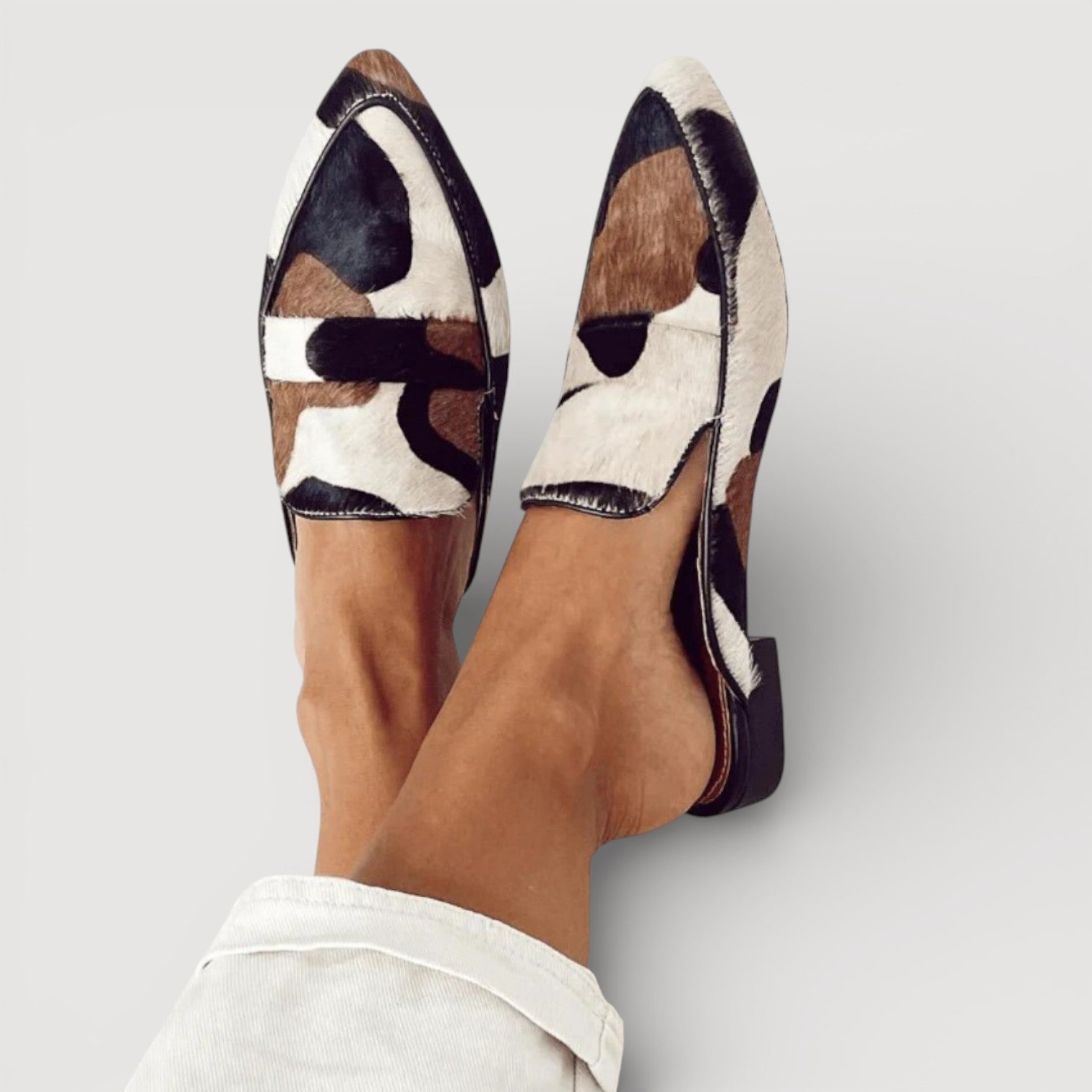 Women's abstract pattern loafers. Modern slip-on shoes with unique design for elegant & versatile everyday fashion.