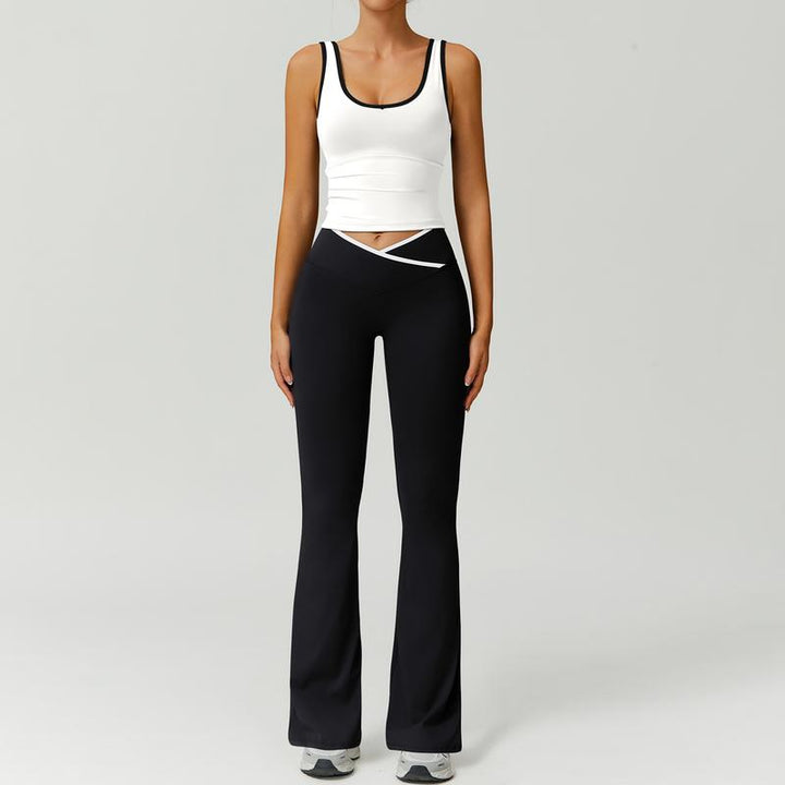 Women's activewear capri legging & sports bra set for yoga & gym workouts.