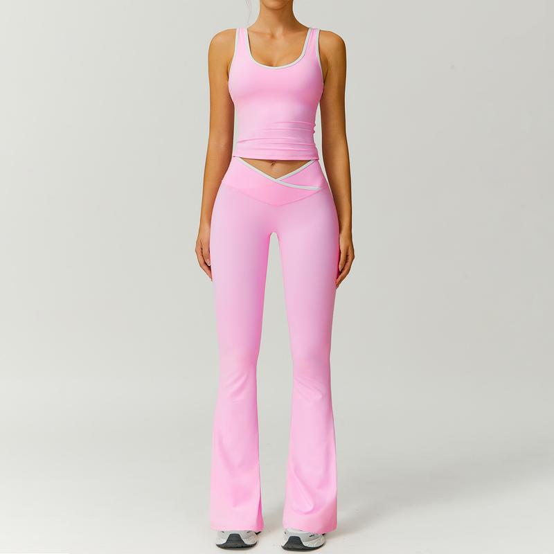 High-quality women's capri leggings & supportive sports bra set for gym and active training.