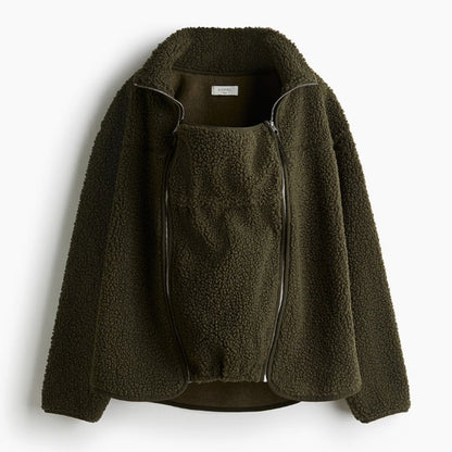 Practical women's adaptive jacket, a parenting essential for maternity, baby carrying, & everyday wear.