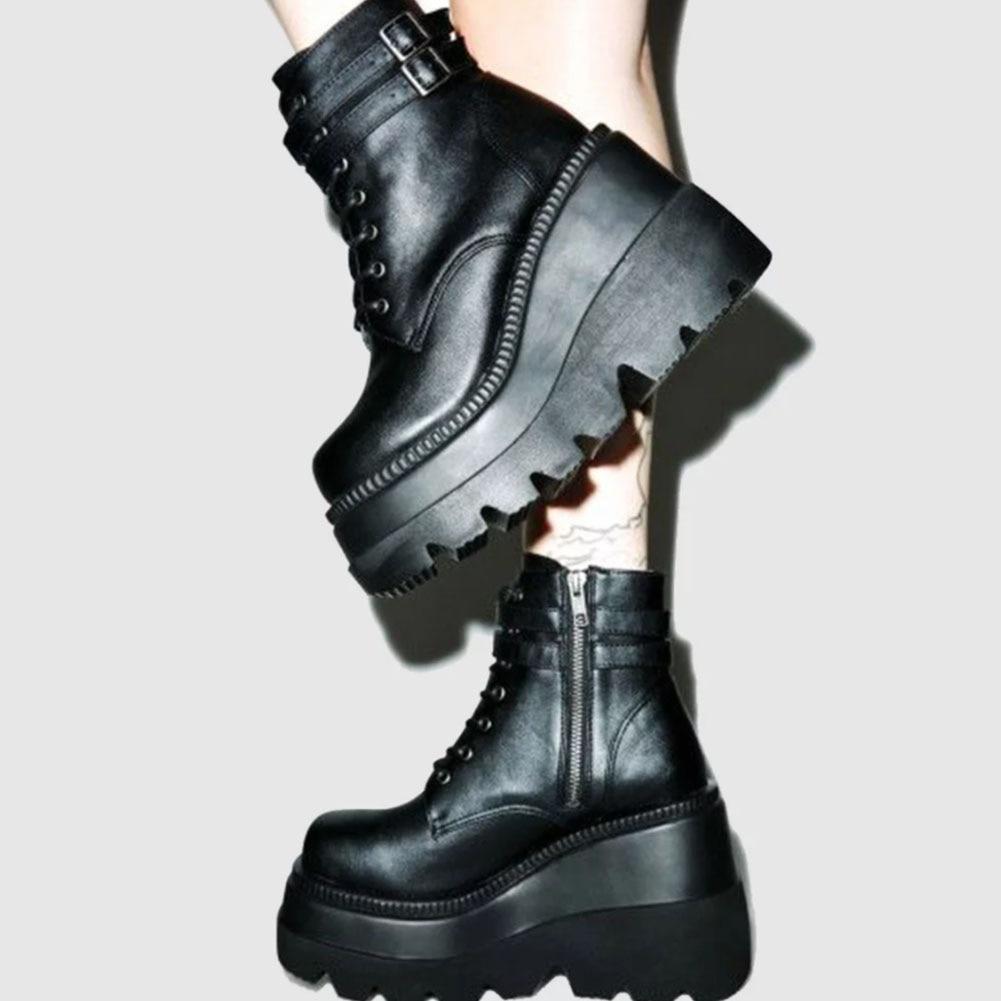 Stylish women's Adora platform ankle boots for versatile, edgy fashion. Perfect for alternative style.