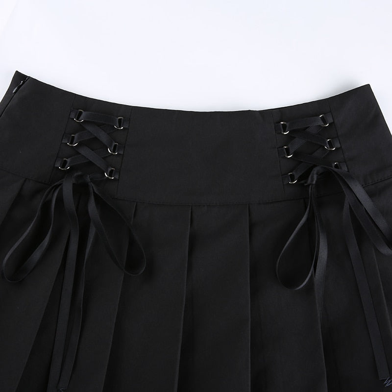 Trendy lace mini skirt, aesthetic women's fashion. Chic & elegant style for any look.