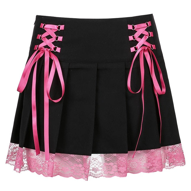 Elegant women's lace mini skirt, versatile for party wear or casual chic fashion.