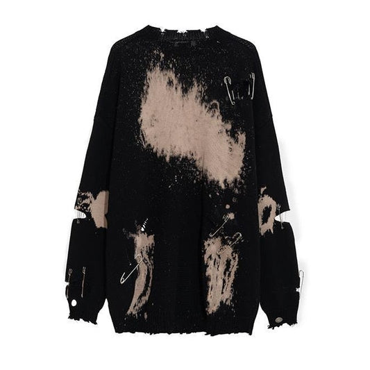 Women's aesthetic long sweater, oversized O-neck for comfortable, stylish fall winter casual wear.