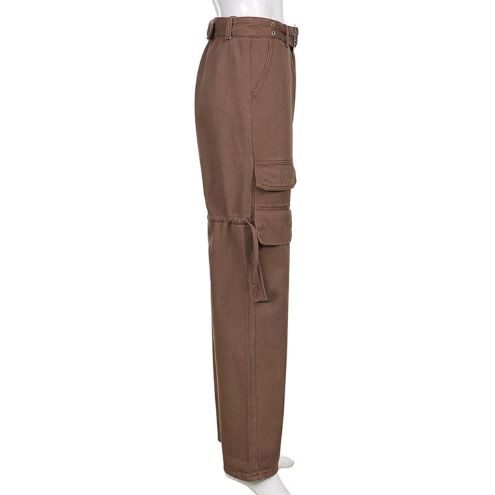 Unique women's sashes jeans, loose fit and trendy aesthetic denim. Stylish casual bottoms.