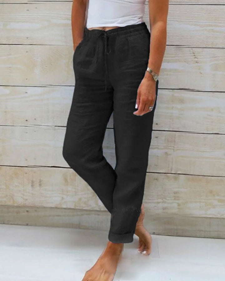 Soft, loose fit women's pants with an elastic waist, designed for ultimate airy comfort in summer.